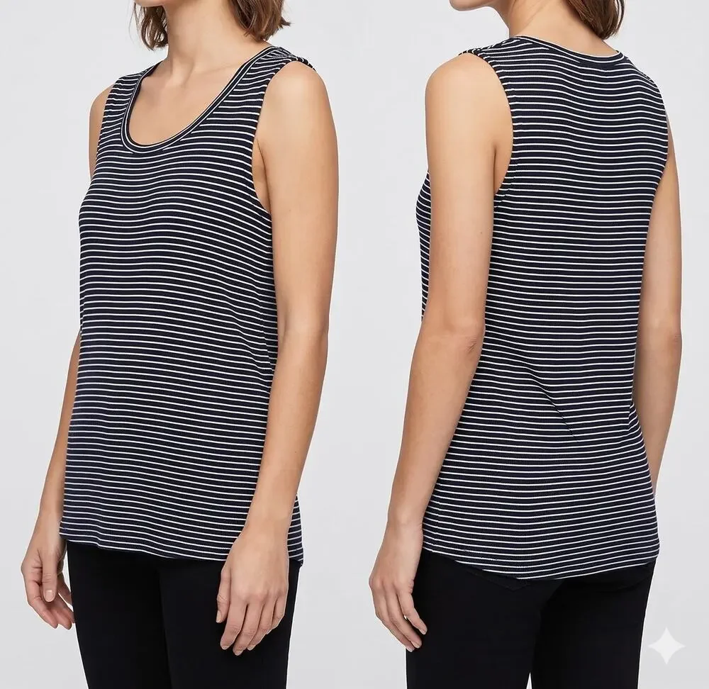 Old Navy Womens Medium Black White Stripe Sleeveless Tank Top